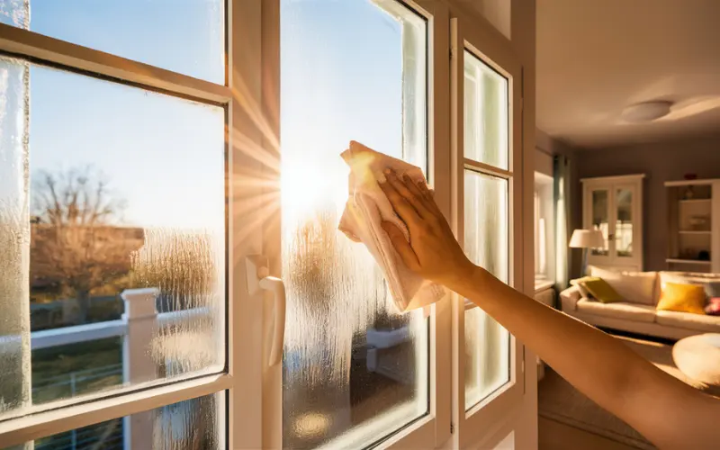 A clean and bright window with crystal-clear glass allowing abundant sunlight.