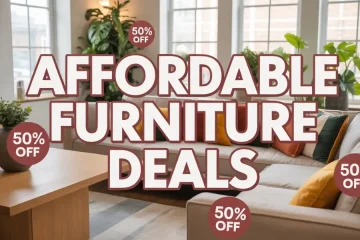 A bright, modern living room filled with stylish budget-friendly furniture.