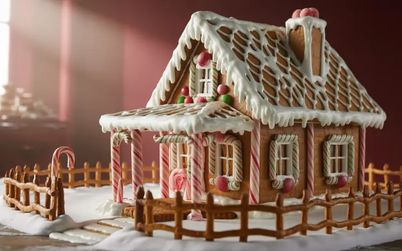 A classic Victorian-style gingerbread house.