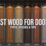 A modern home entrance showcasing 8 different wooden doors.