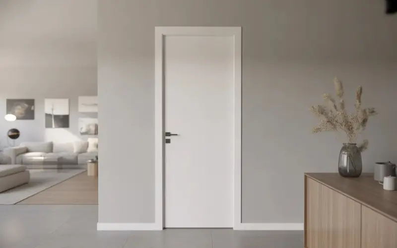 Smooth painted poplar wood door.