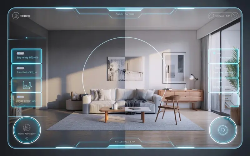 AI redesign tool transforming a basic room.
