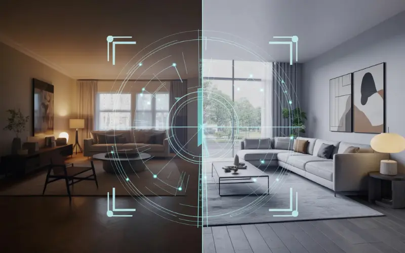 Artificial intelligence analyzing a real living room.