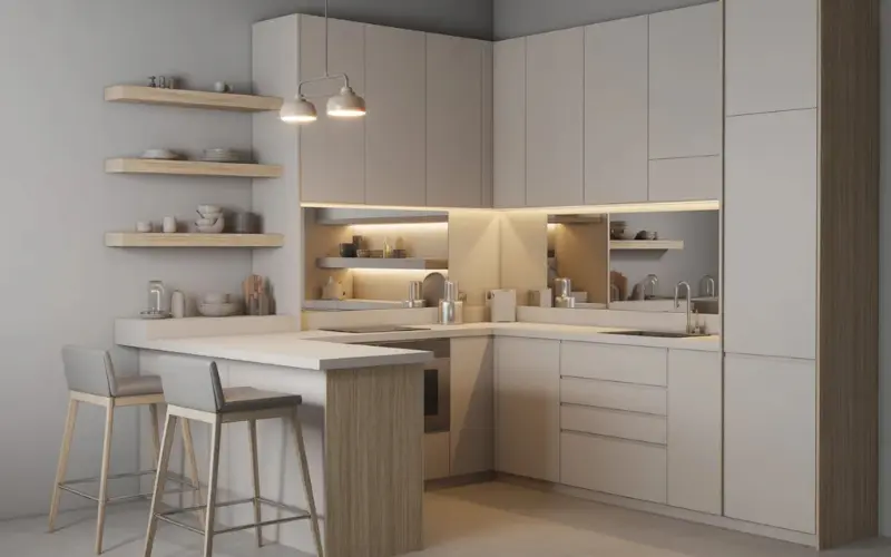 a compact modern Bloxburg kitchen for a small house.