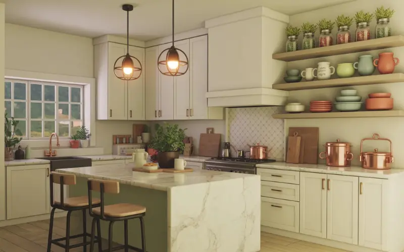 Design a beautiful Roblox Bloxburg dream kitchen.