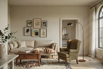 A stunning designer living room with mix of modern and vintage furniture