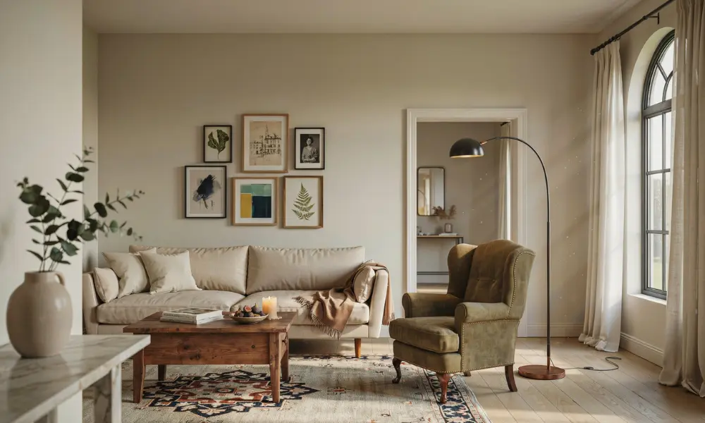 A stunning designer living room with mix of modern and vintage furniture