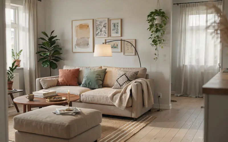 Cozy small apartment decorated with personality.