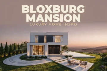 Roblox mansion build, modern luxury house with grand entrance.