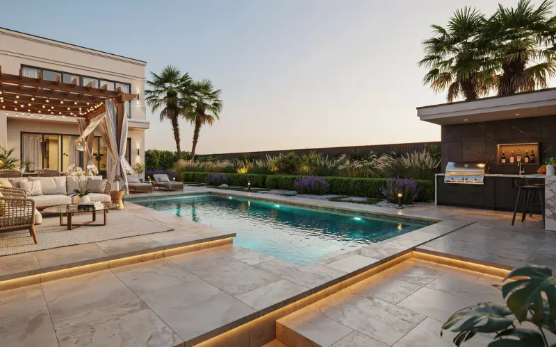Stunning Bloxburg mansion backyard.