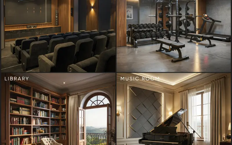 Luxury Bloxburg mansion entertainment room collection.