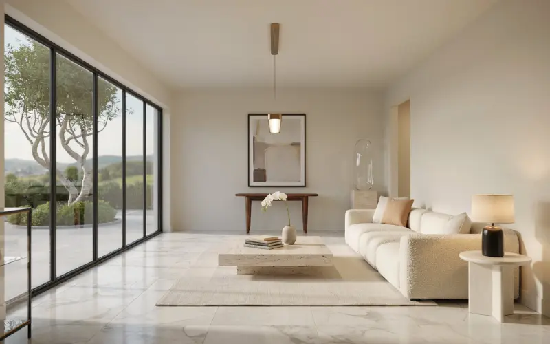 Elegant minimalist Bloxburg mansion interior.
