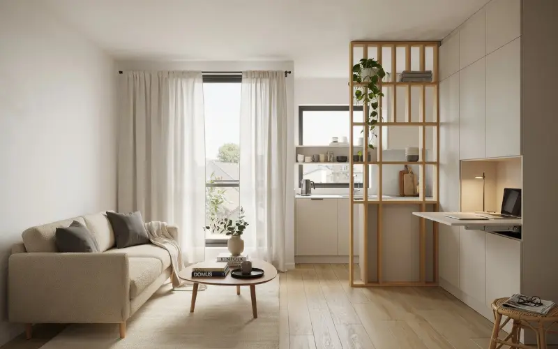 Modern small apartment interior with a perfectly planned layout.