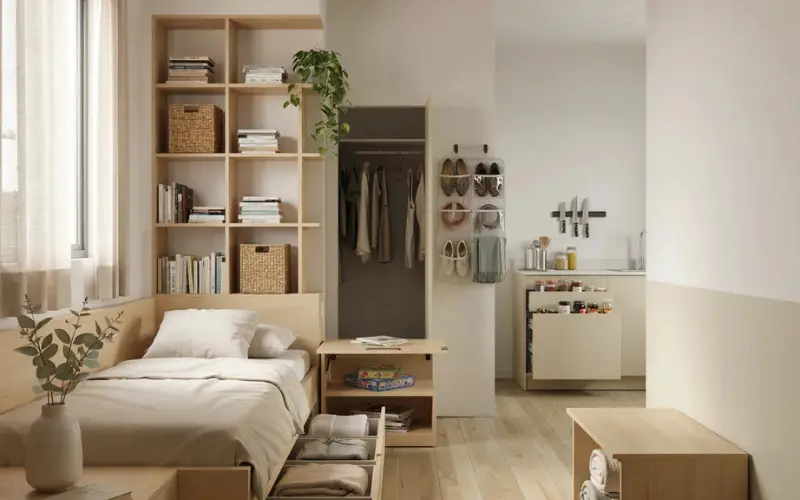 A beautifully organized small apartment.