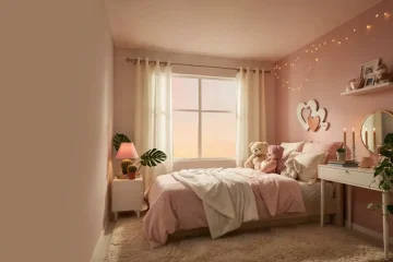 A stunning aesthetic Soft Girl bedroom inside Bloxburg.