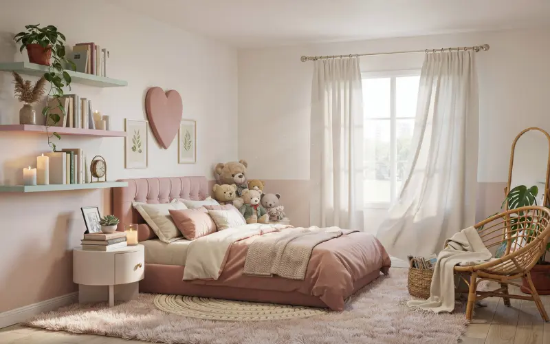 A charming Soft Girl bedroom in Bloxburg.