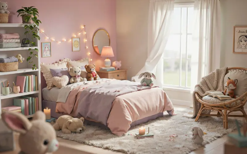 A cozy Bloxburg Soft Girl bedroom