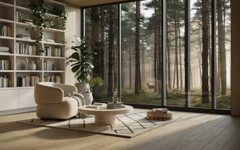 A luxury treehouse meditation room.